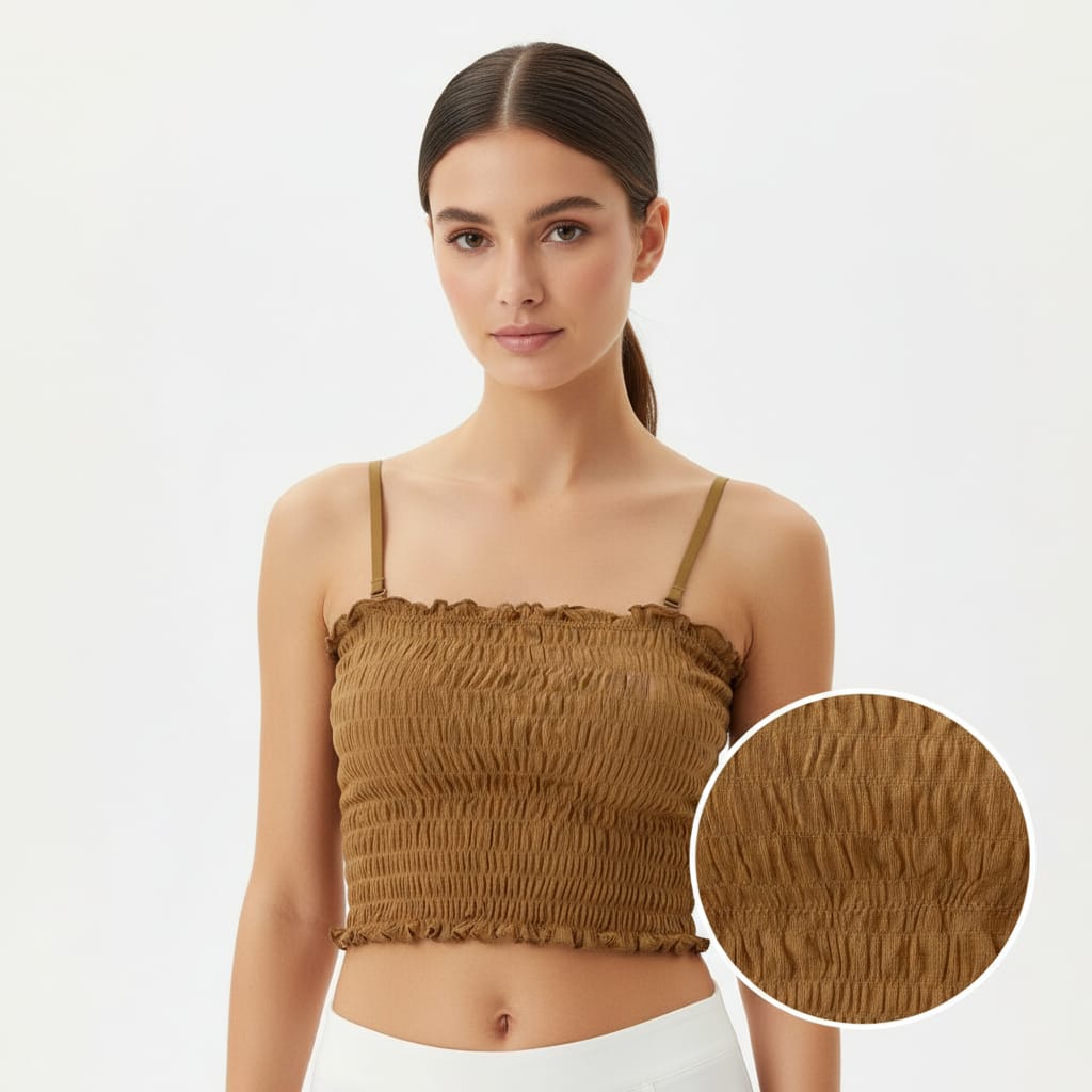 Queens Inside Stretch Smocked Crop Camisole
