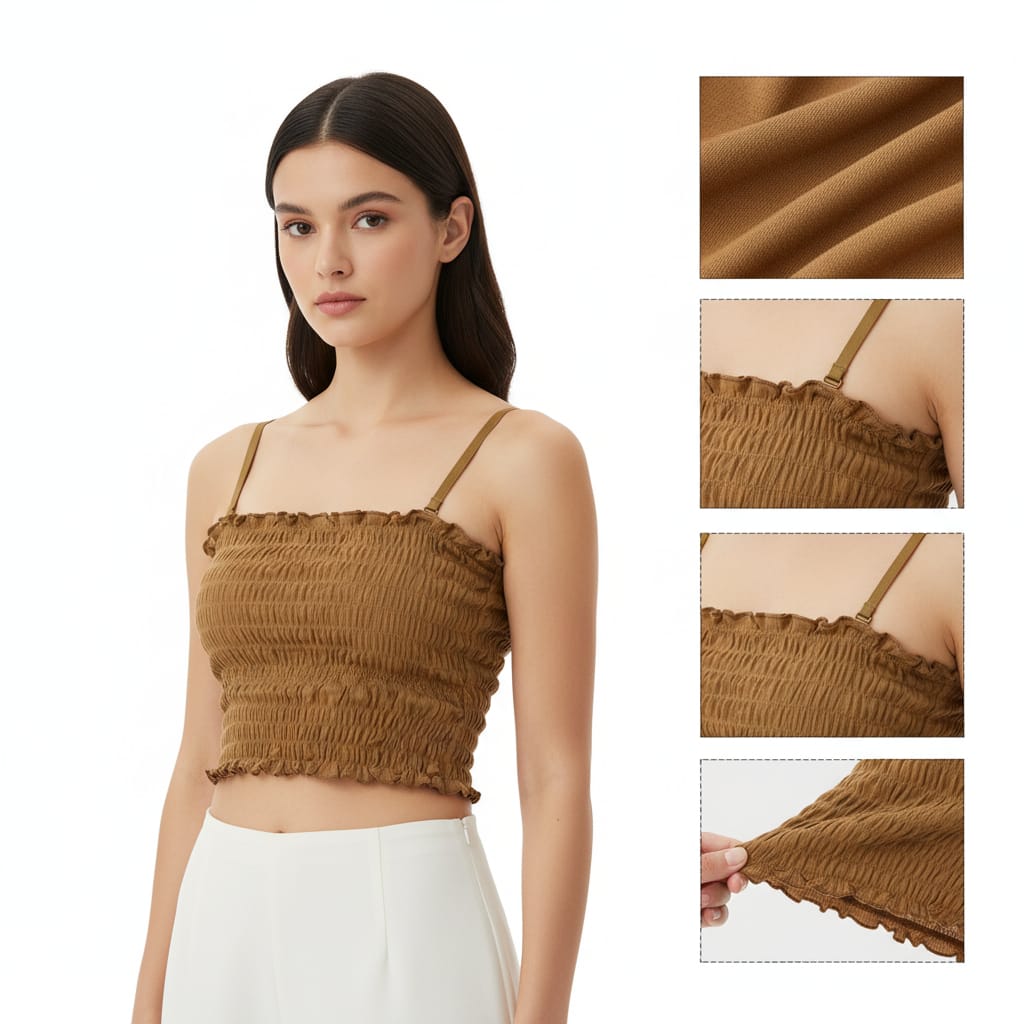 Queens Inside Stretch Smocked Crop Camisole