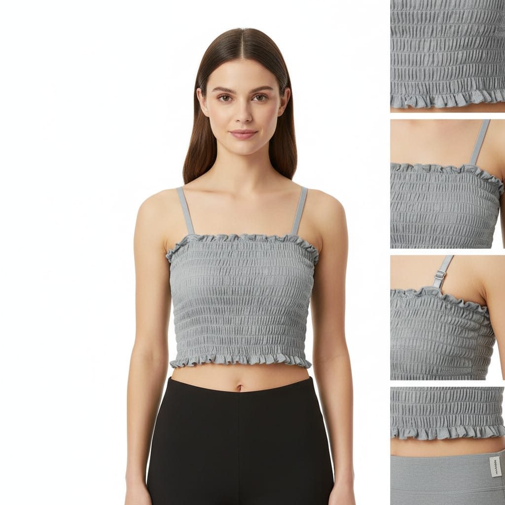 Queens Inside Stretch Smocked Crop Camisole