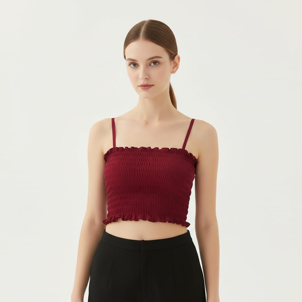 Queens Inside Stretch Smocked Crop Camisole