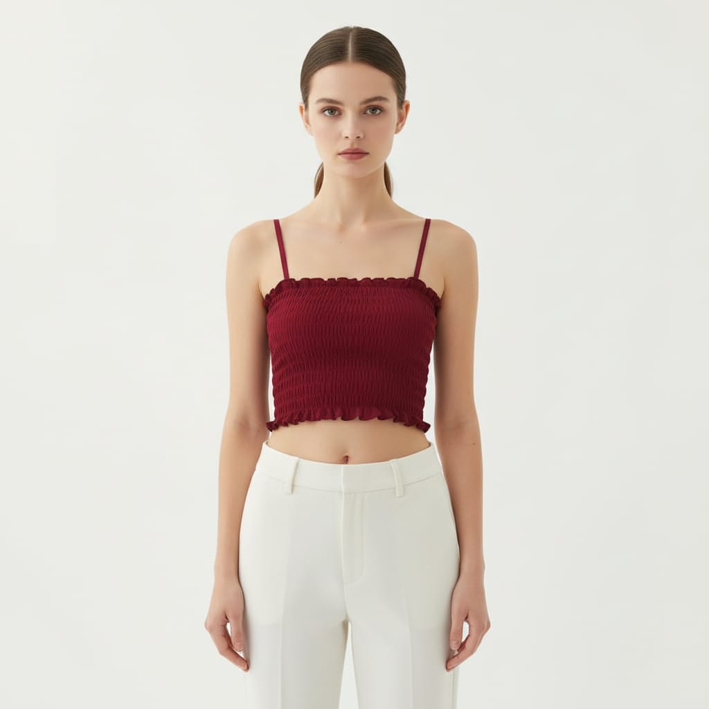 Queens Inside Stretch Smocked Crop Camisole
