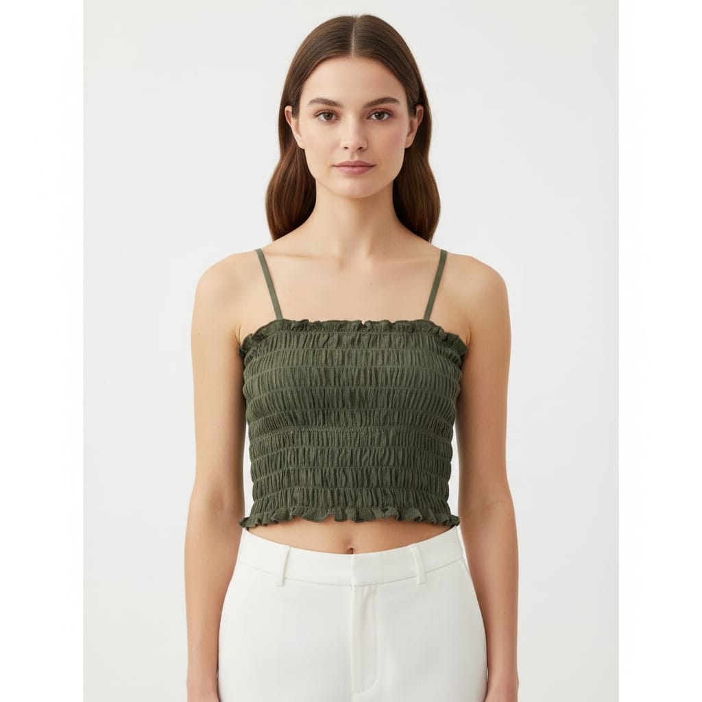Queens Inside Stretch Smocked Crop Camisole