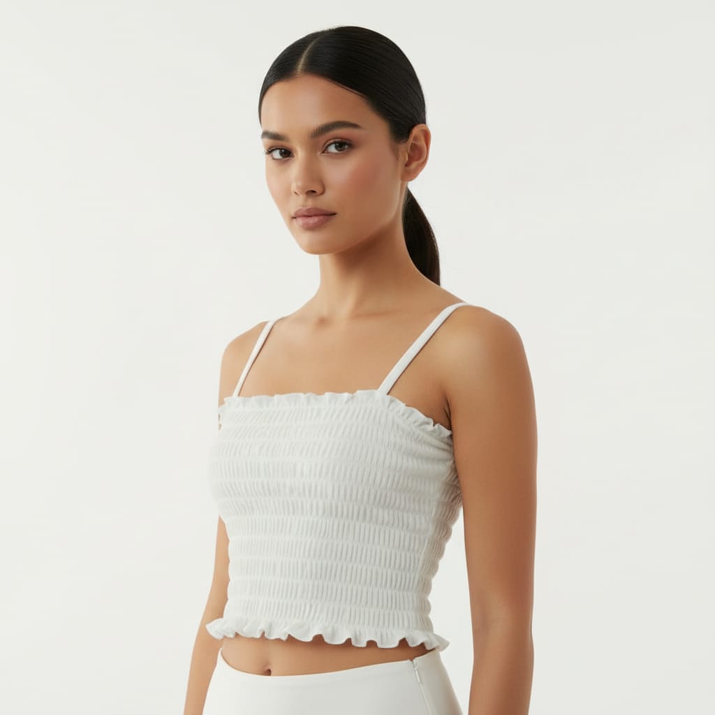 Queens Inside Stretch Smocked Crop Camisole
