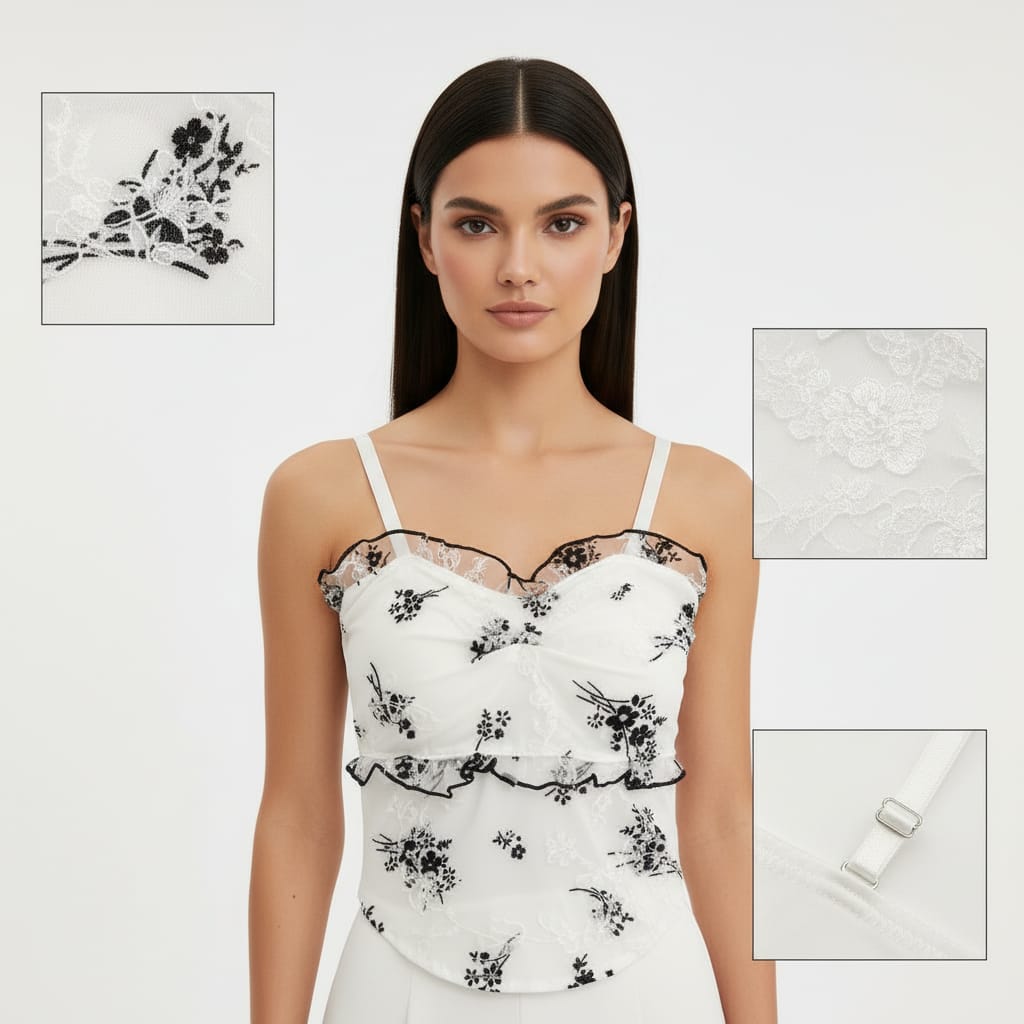 Lace Embroidered Camisole Top for Women